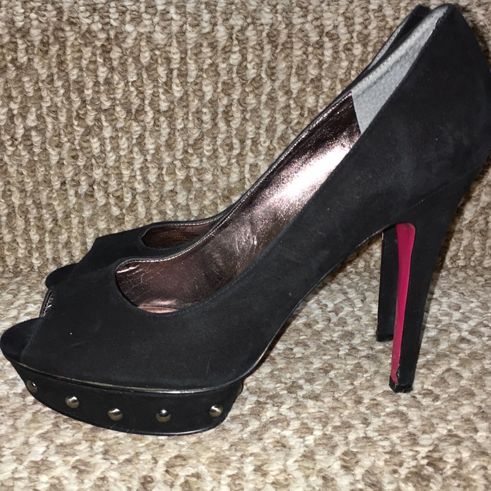 Paris Hilton Red Bottom real sueded NWT platform pumps - Picture 2 of 5